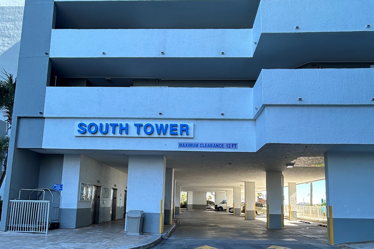 Parking under the resort as well as south tower parking garage with two separate sets of elevators.