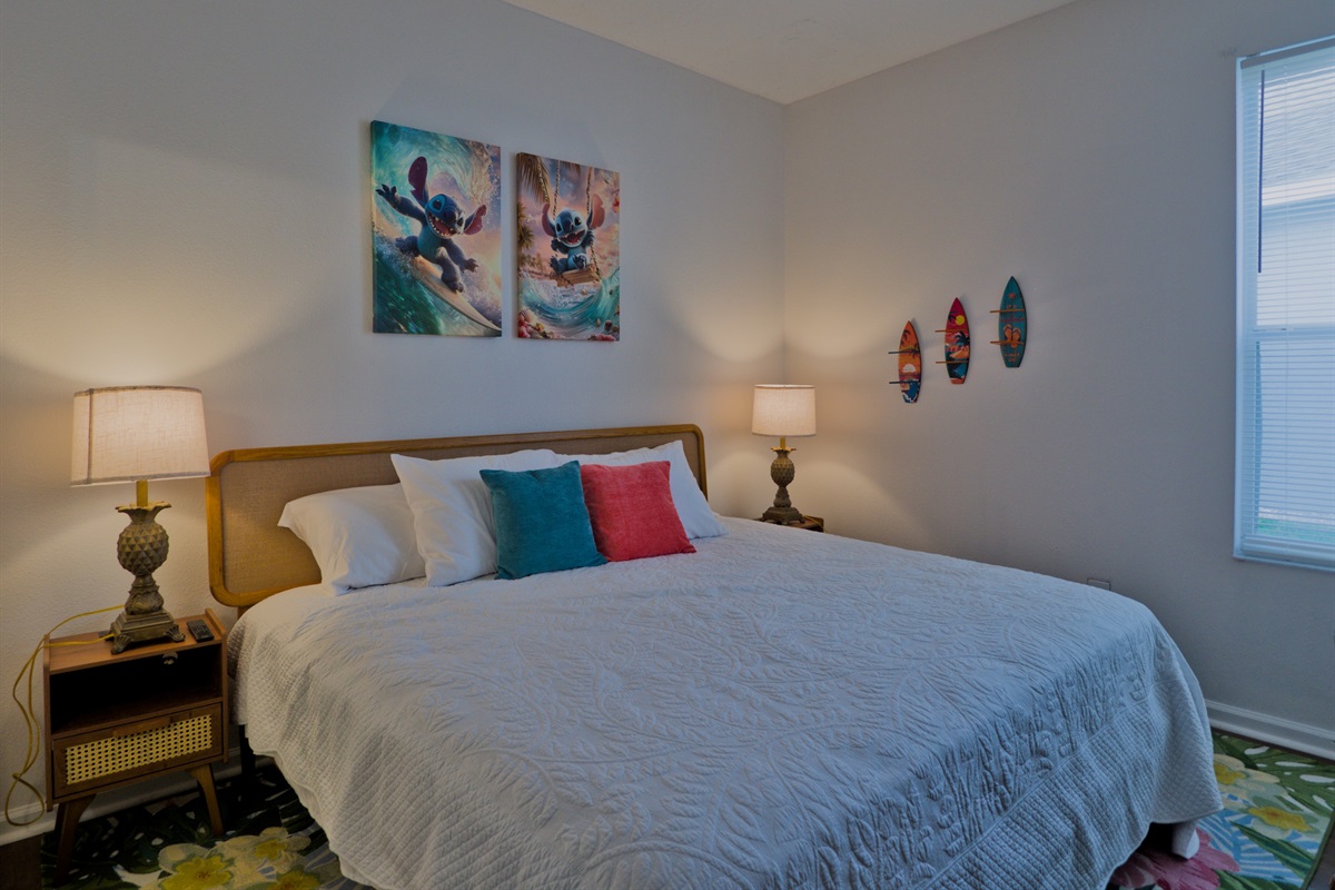 Stitch room with king bed.