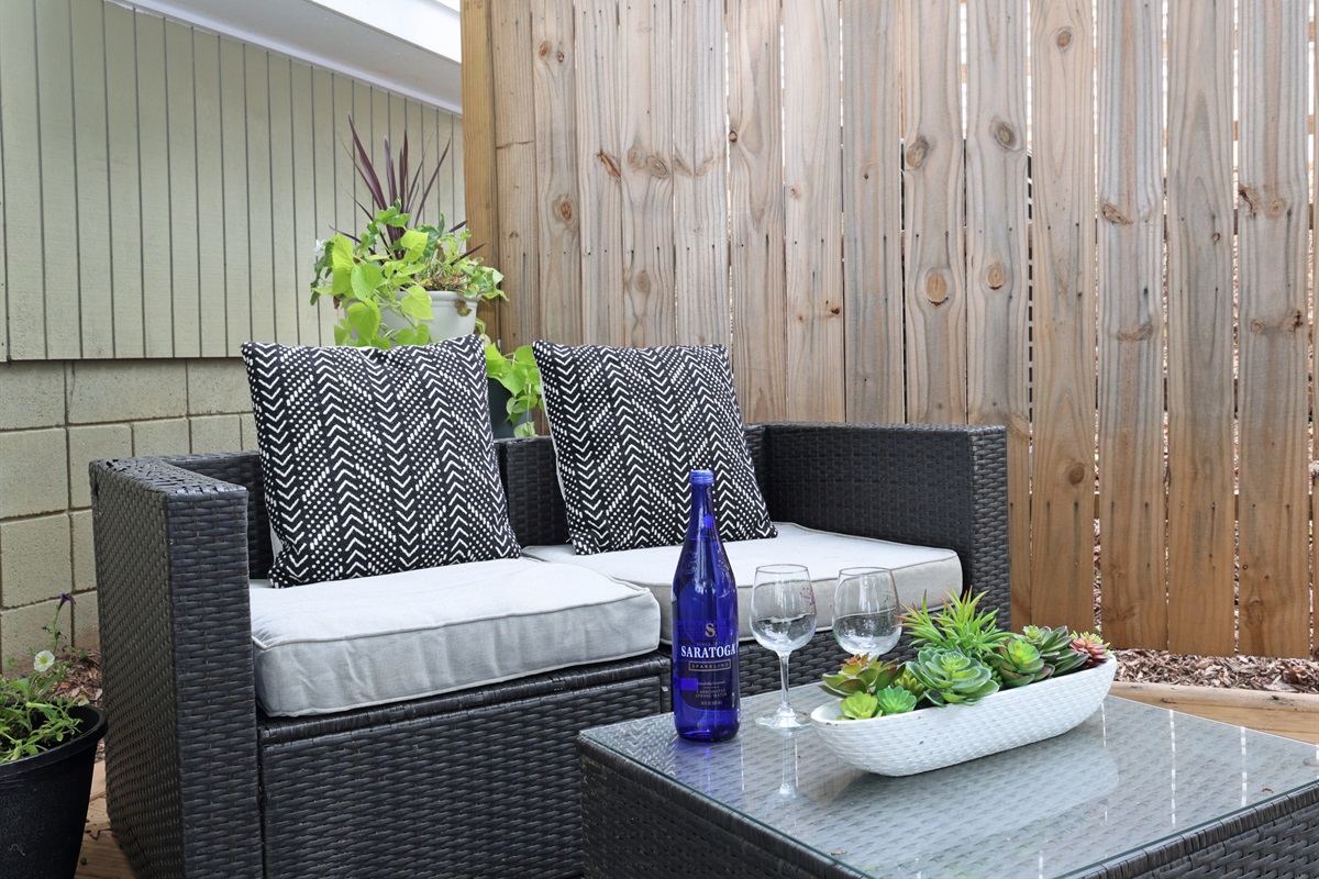 Relax with a drink on the back patio-Shared by Unit A & B