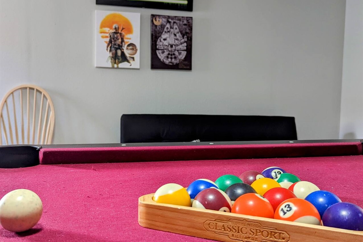 And there is a game room just for your party! You have a pool table and a foosball table too.