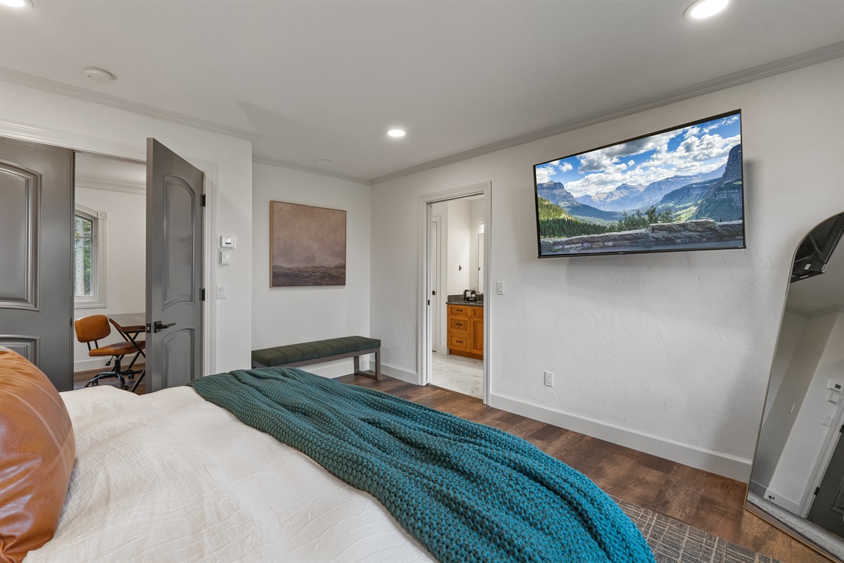 A serene private bedroom with King bed.