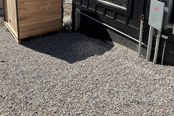 Convenient outdoor area provides easy access to the private sauna and surrounding amenities.