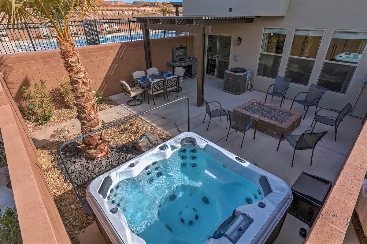 Enjoy ultimate relaxation in your private backyard hot tub.
