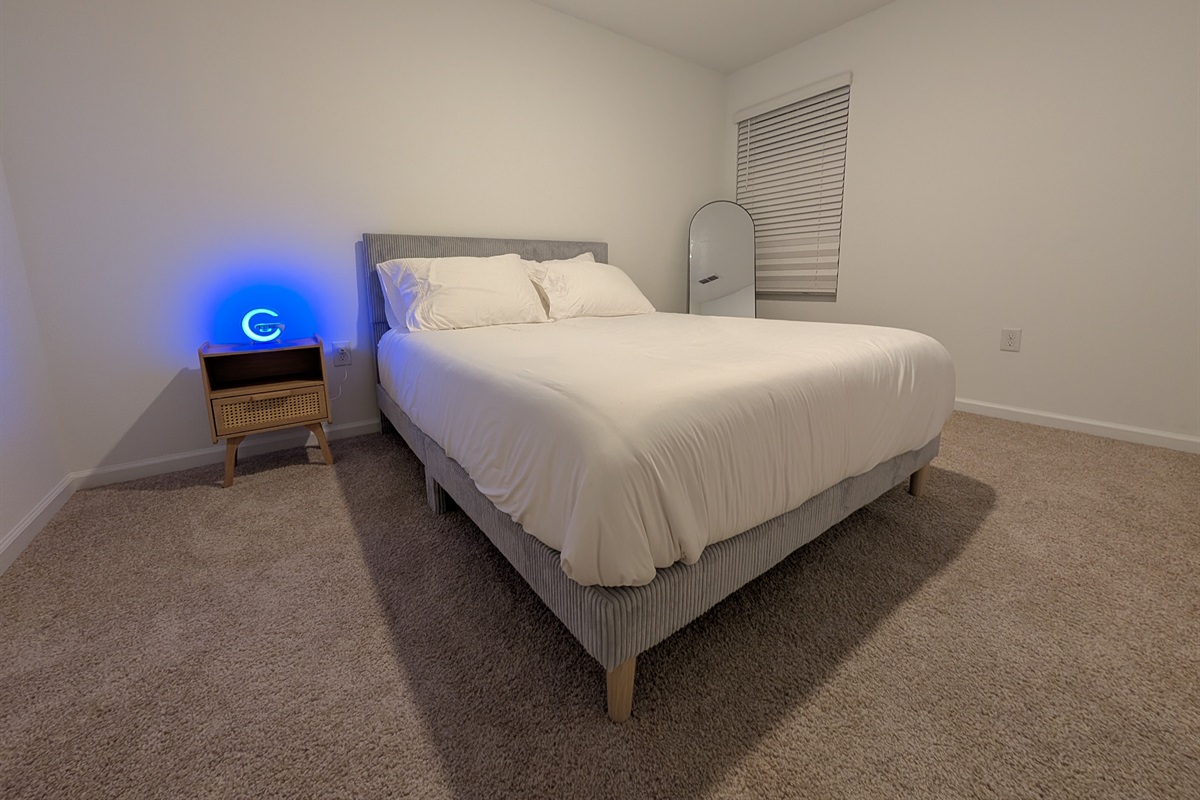 Queen bed with memory foam mattress for optimal comfort