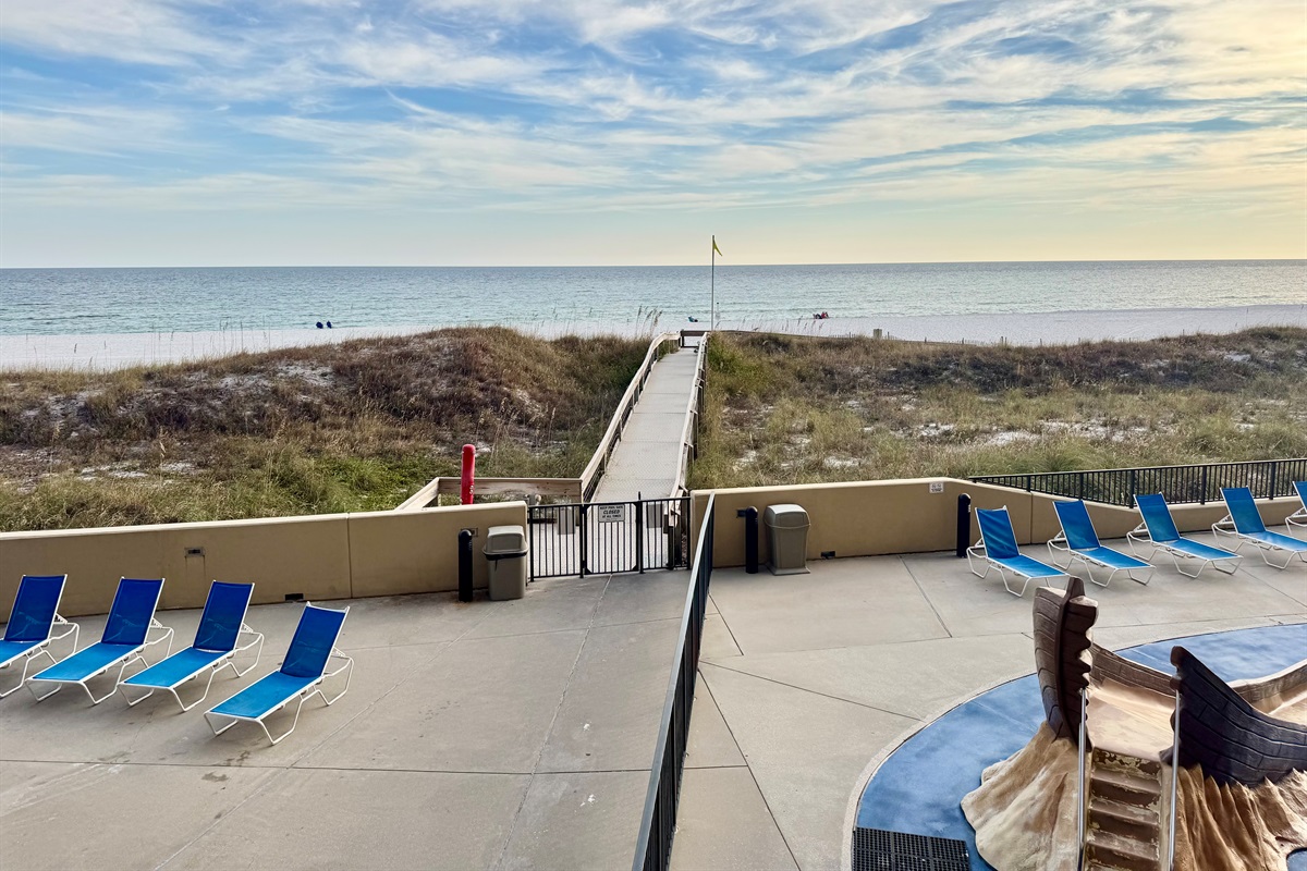 The beach is just a short walk away!