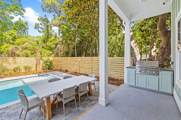 Back porch with built in grill