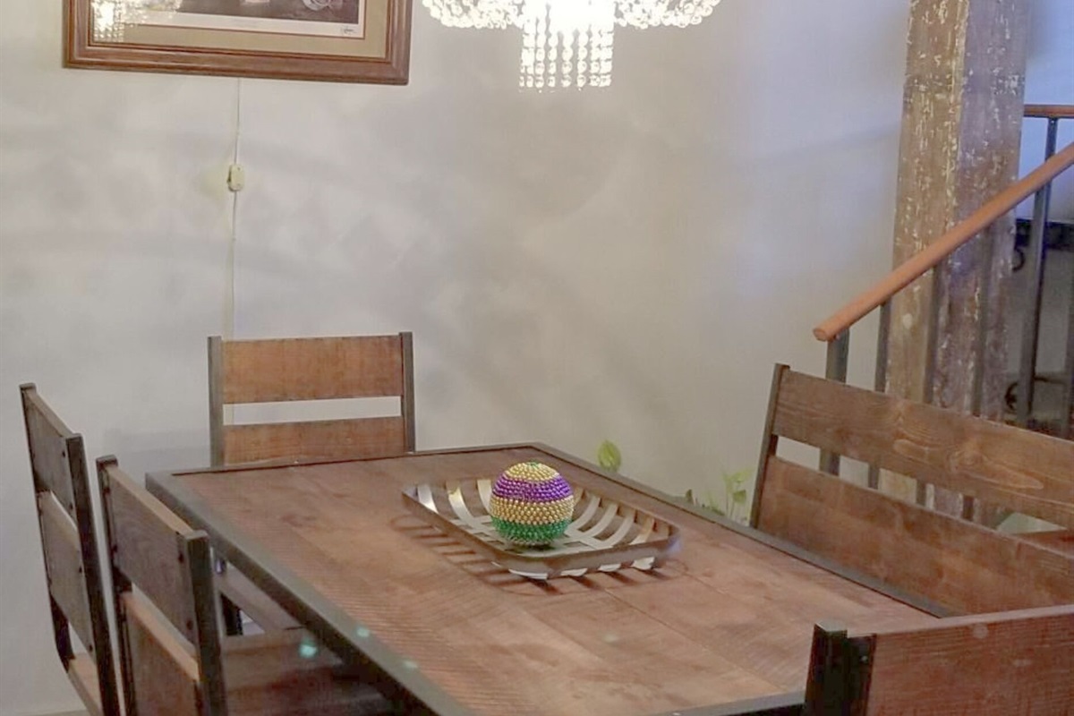 Repurposed wood for handmade table - seats 6.