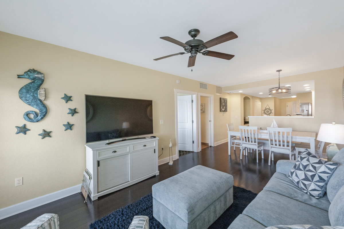 The living room sofa is a Sleeper Sofa and leads to the private balcony, which overlooks the Intracoastal Waterway!