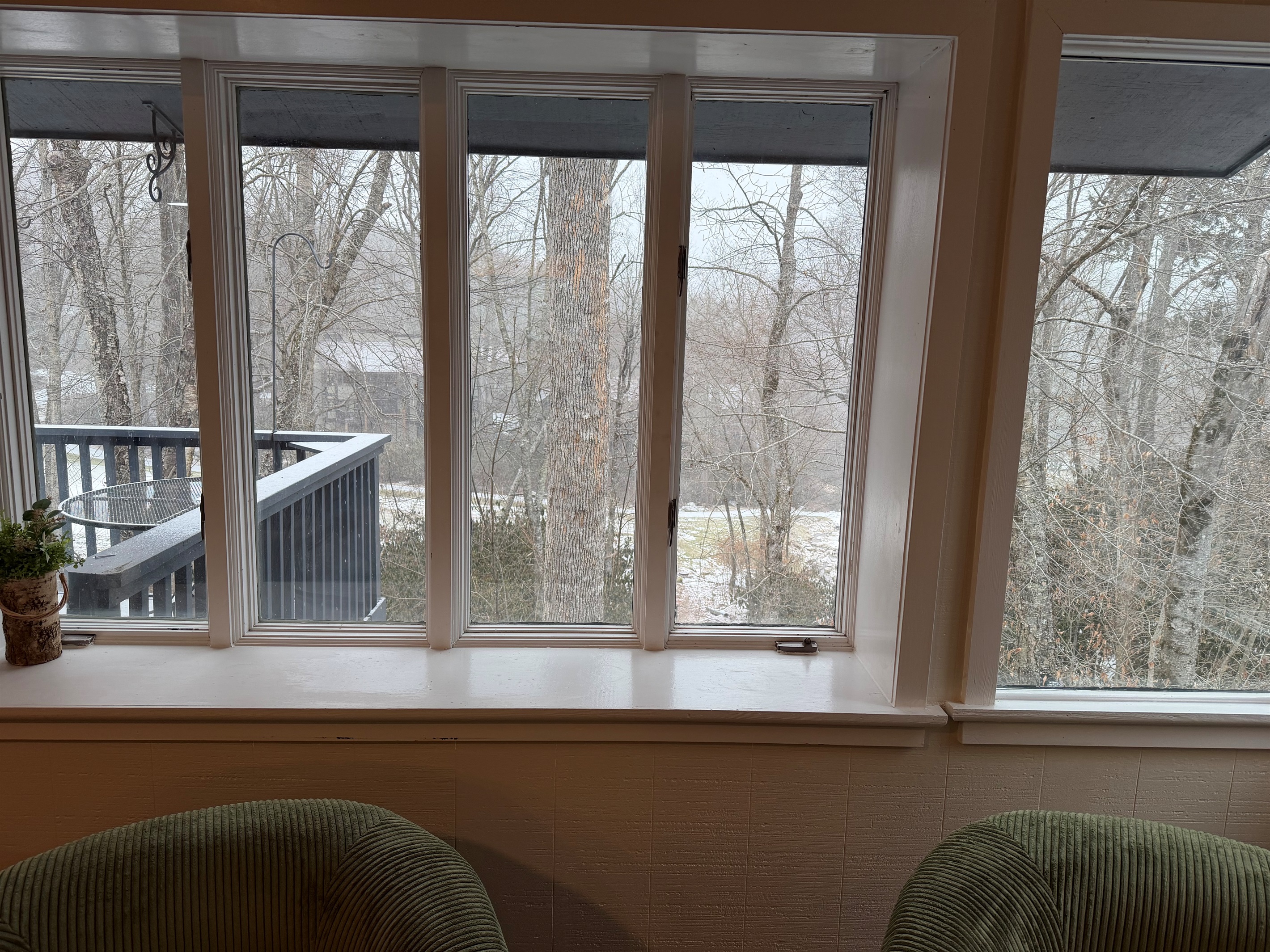 Back view overlooking Sugar Golf Hole 4 fairway and green with the sounds of stream. 