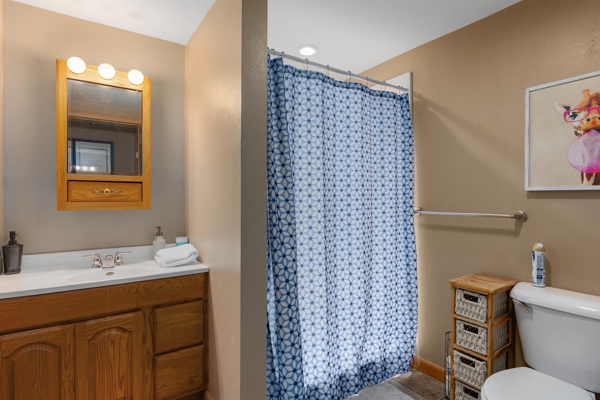 Eclipse has a 3/4 bathroom with large shower, and useful amenities such as a blow dryer and hair curler, plus iron elsewhere in the Condo.