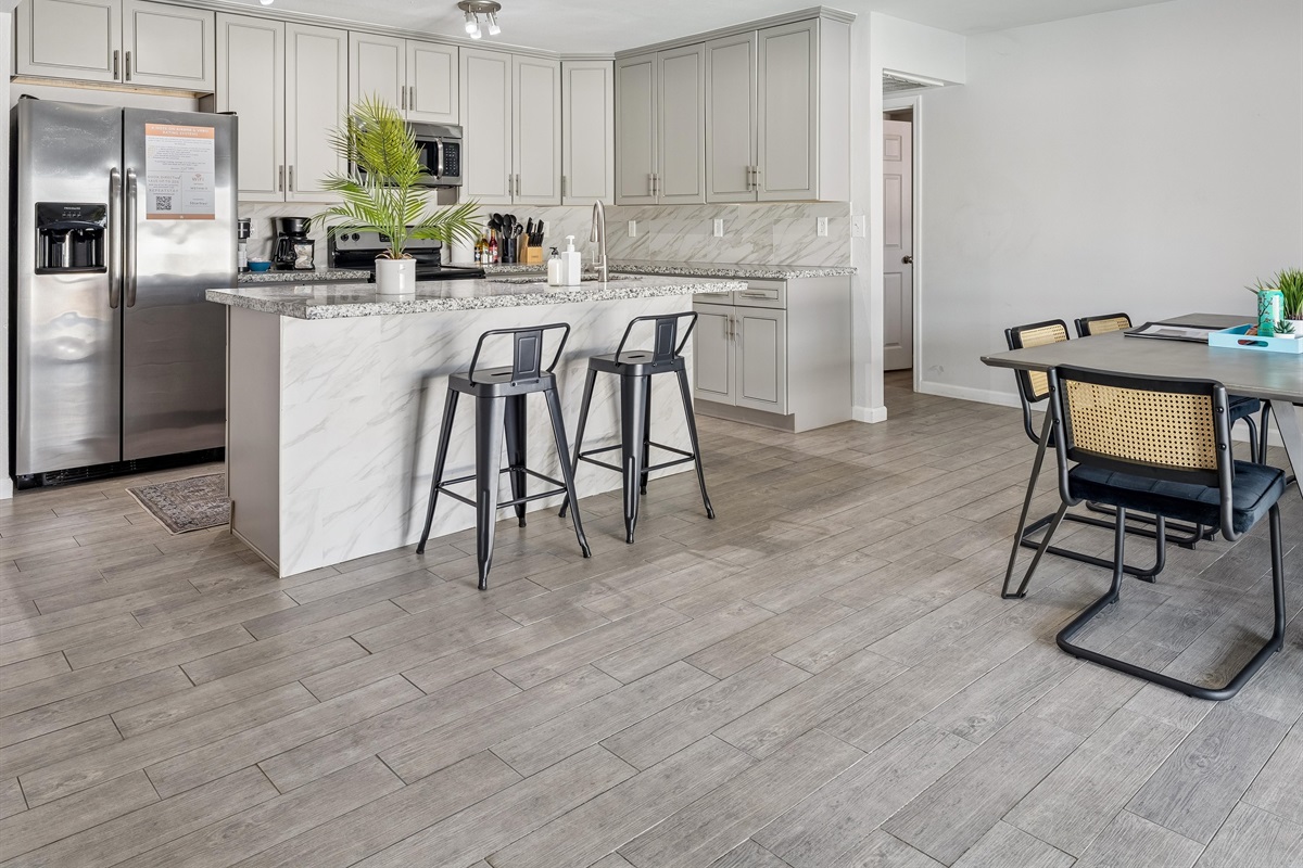 Open concept dining — enjoy meals together with plenty of seating