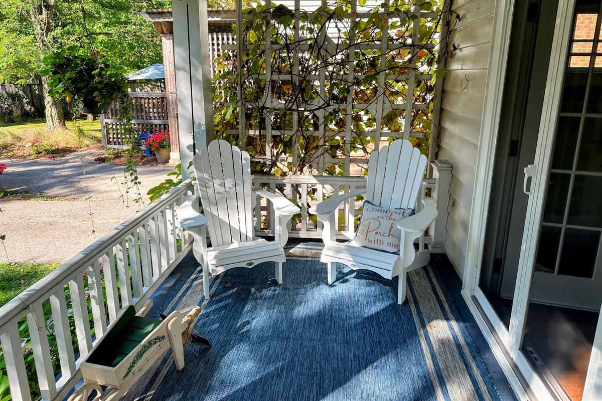 Secluded Back Porch with Adirondack Chairs