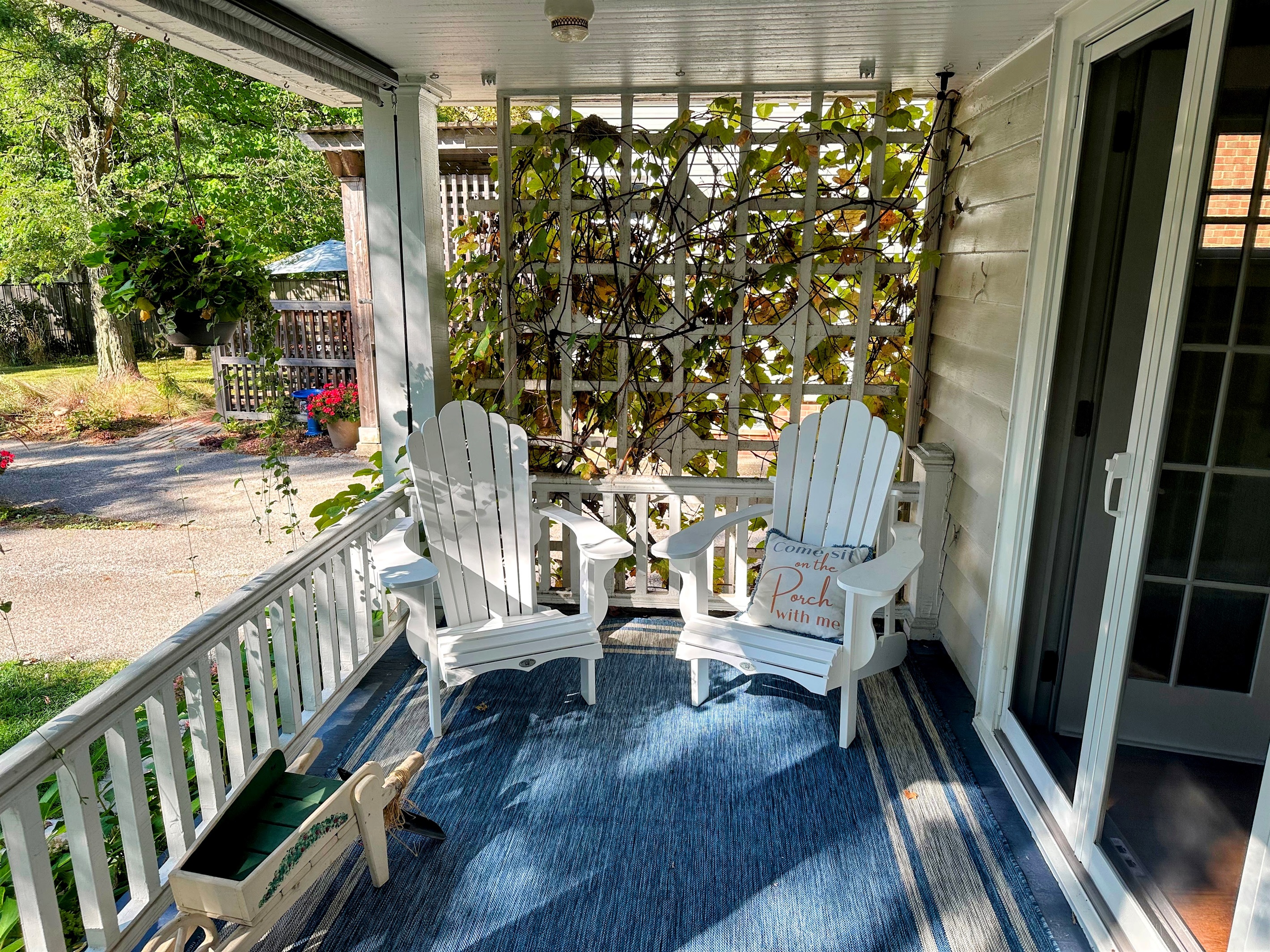 Secluded Back Porch with Adirondack Chairs