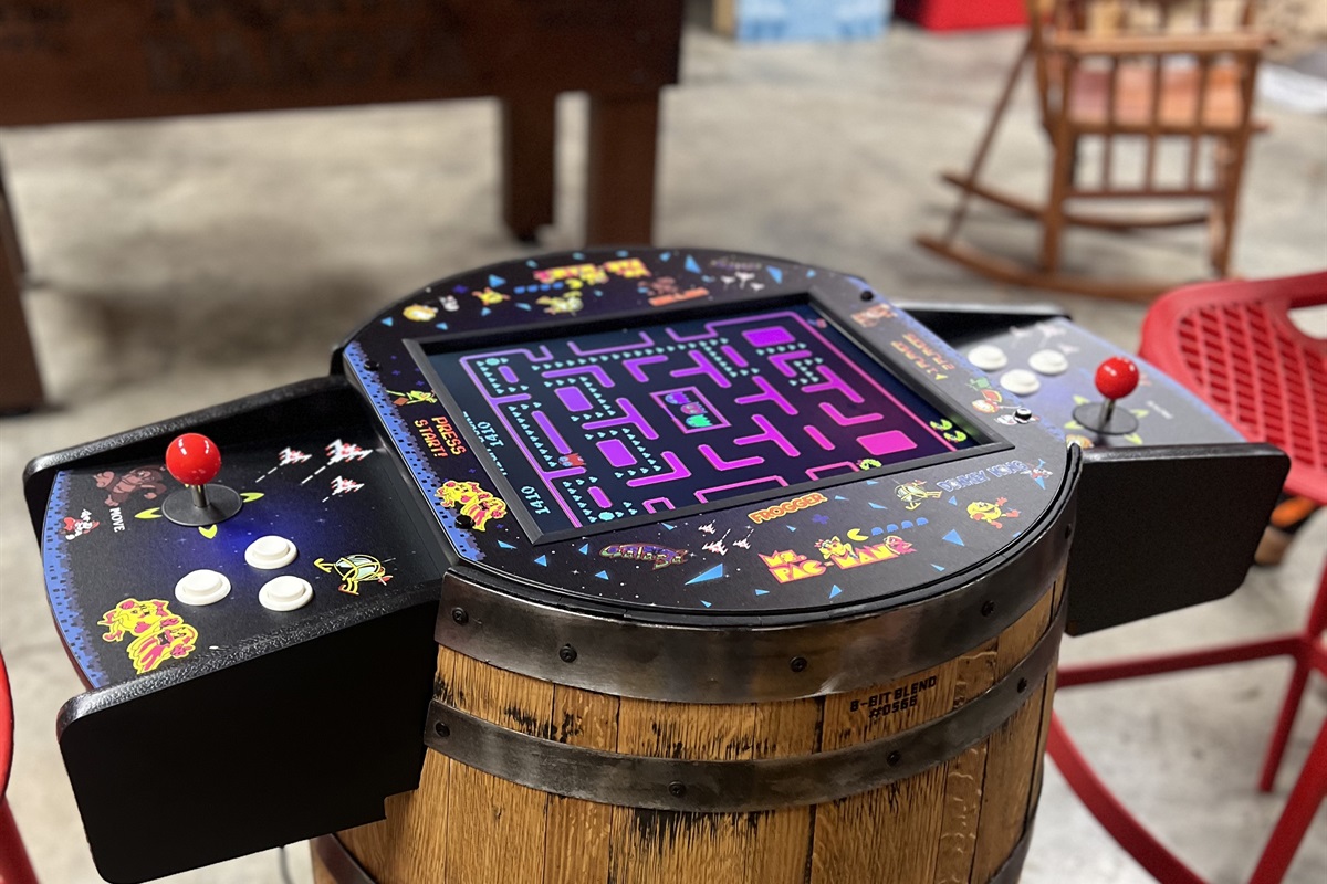 Vintage Whiskey Barrel Arcade Games