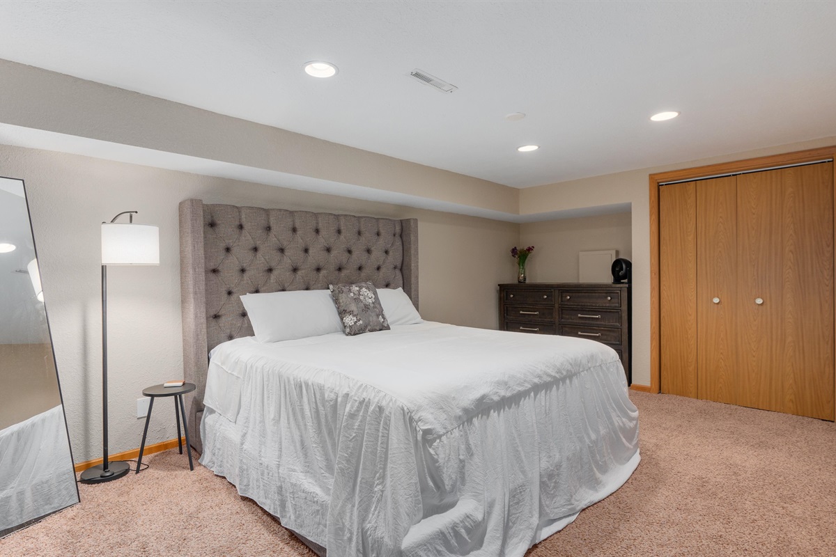 The king bedroom is large, spacious and offers a comfortable king bed. 