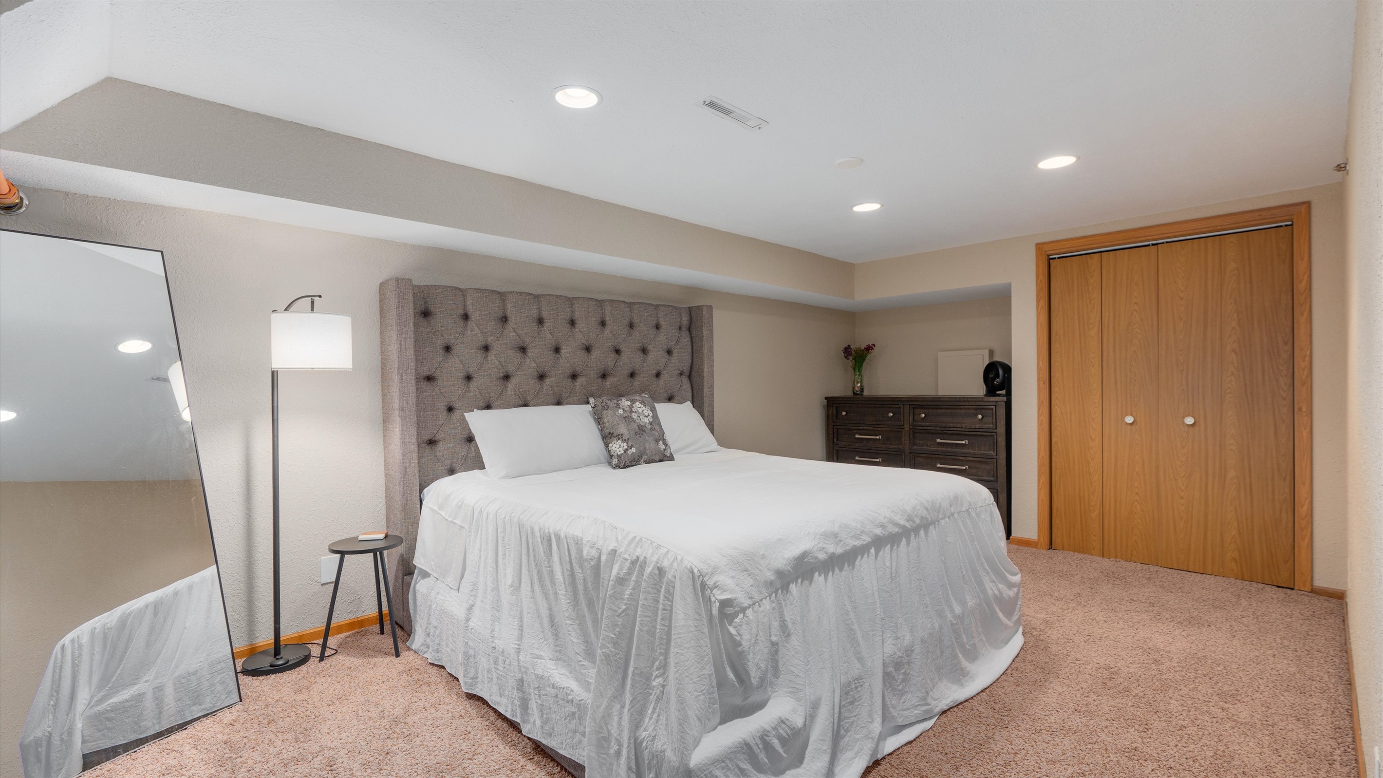 The king bedroom is large, spacious and offers a comfortable king bed. 