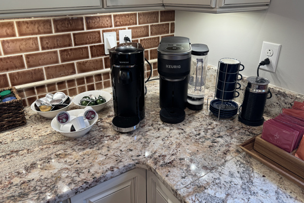 Convenient coffee station with options for every guest