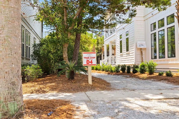 Tram stop to aboard the free tram to take you to the pool or the beach if you don't feel like walking