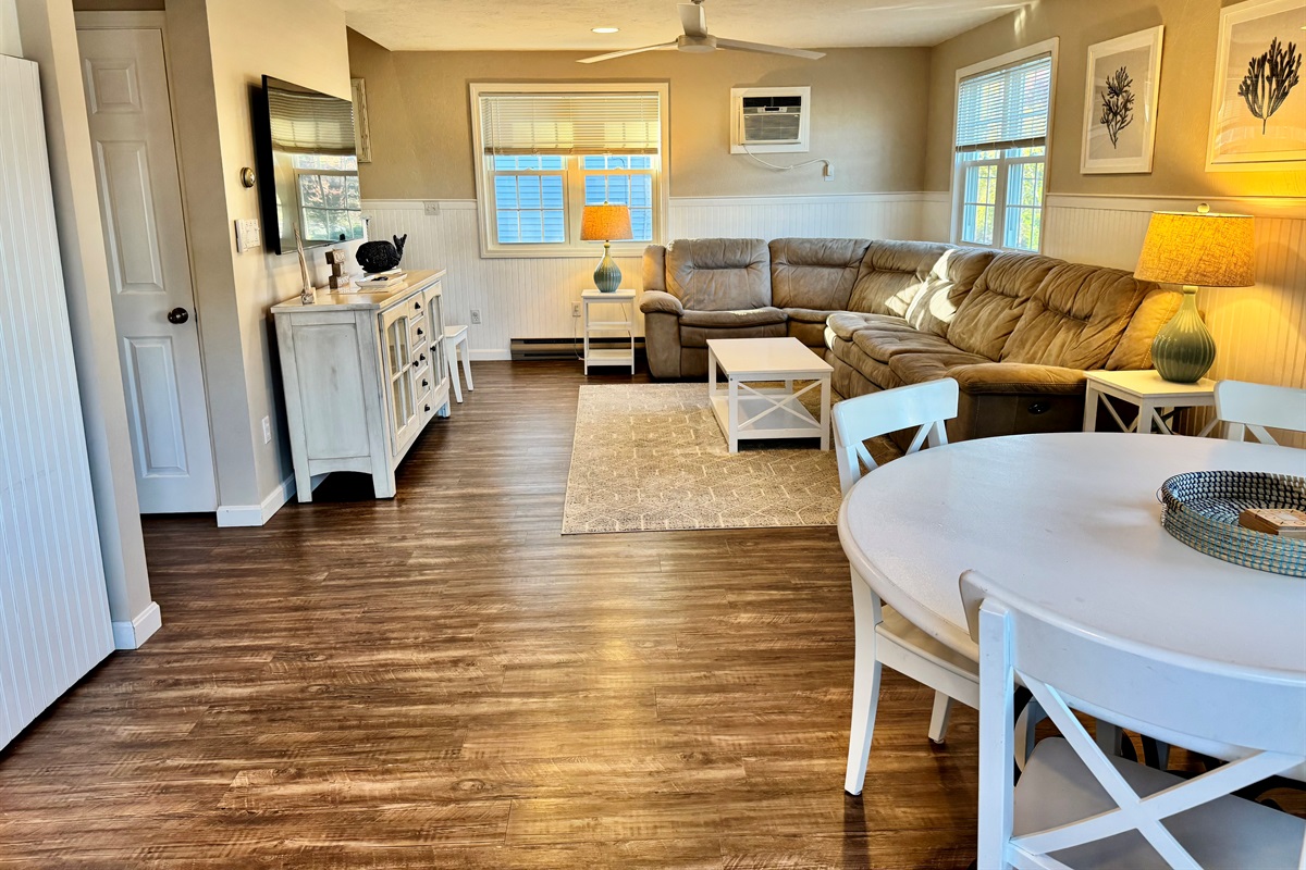 Large,open concept living room/kitchen