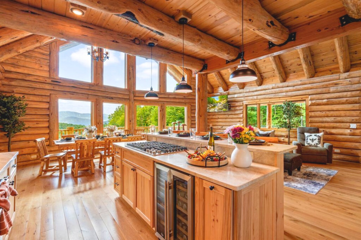 Bright, open space for cooking, dining, and relaxing in the living area.