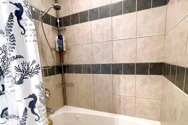 1st Bathroom is between Master Bedroom and 2nd Bedroom and has access to the hallway too. Shower with jetted tub. 