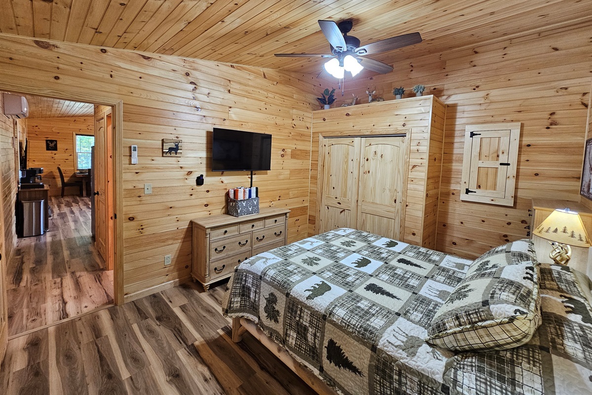Cuddle up in bed with a movie or wake up slow with the forest view just outside your window