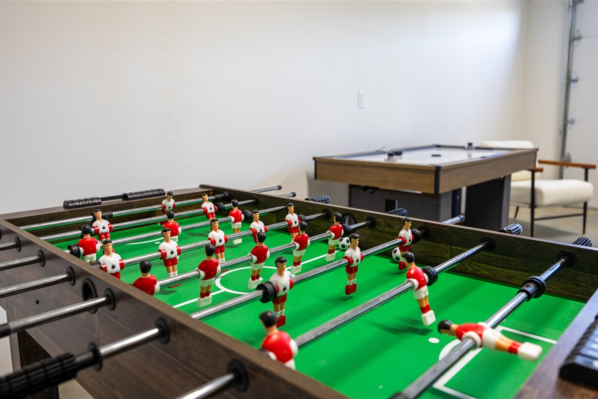 Foosball, Air hockey, and Basketball