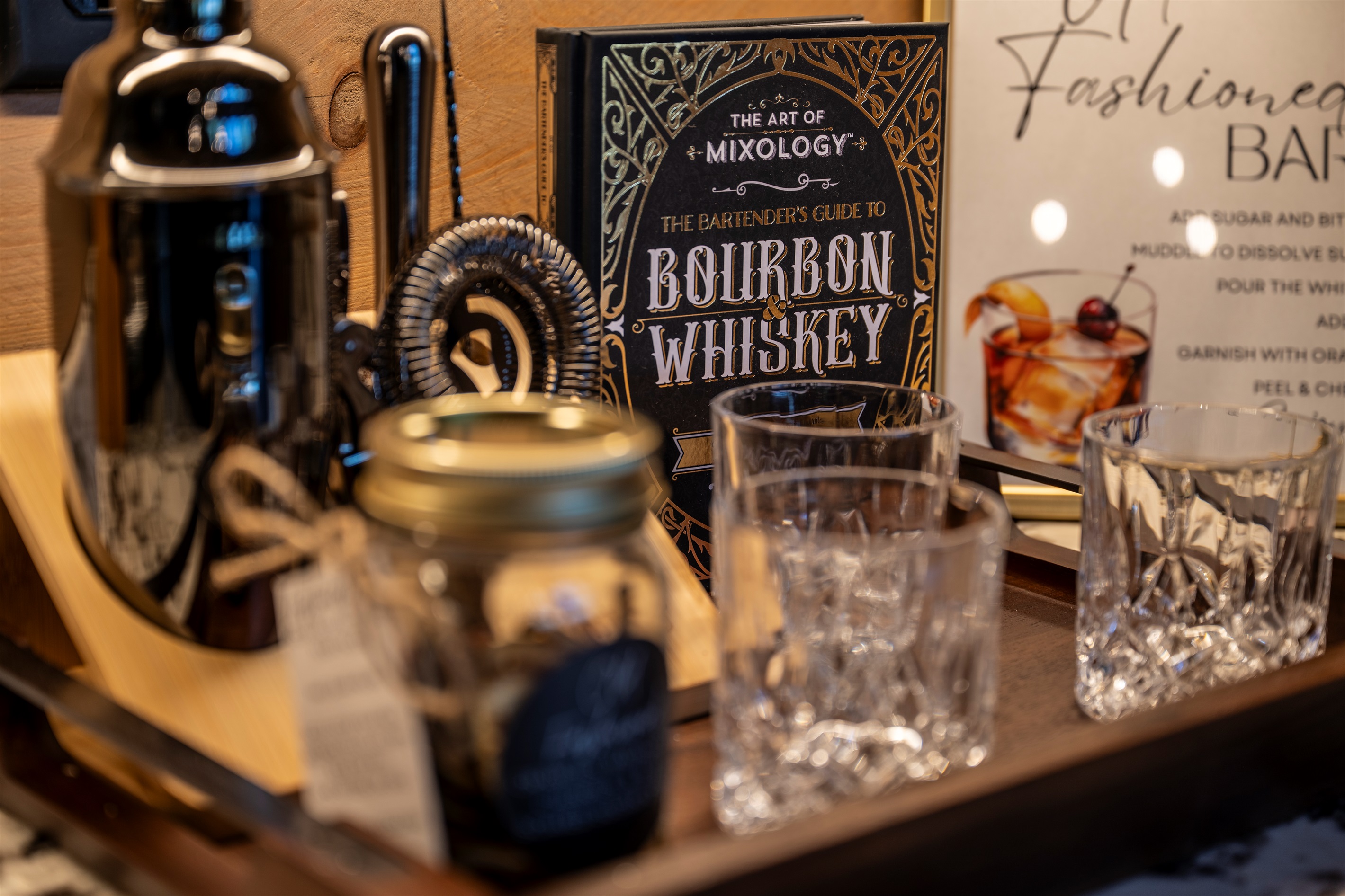 🥃 Whether you're mixing an Old Fashioned or sipping something neat, our little whiskey nook sets the scene for grown-up cabin nights.