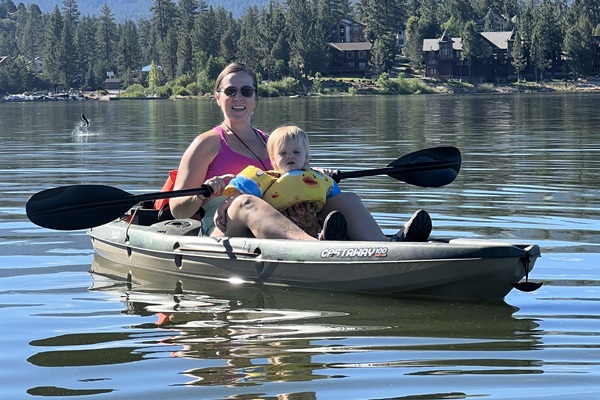 Enjoy kayaks and fishing on the lake