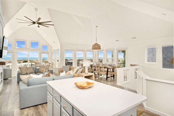 Kitchen with ocean views