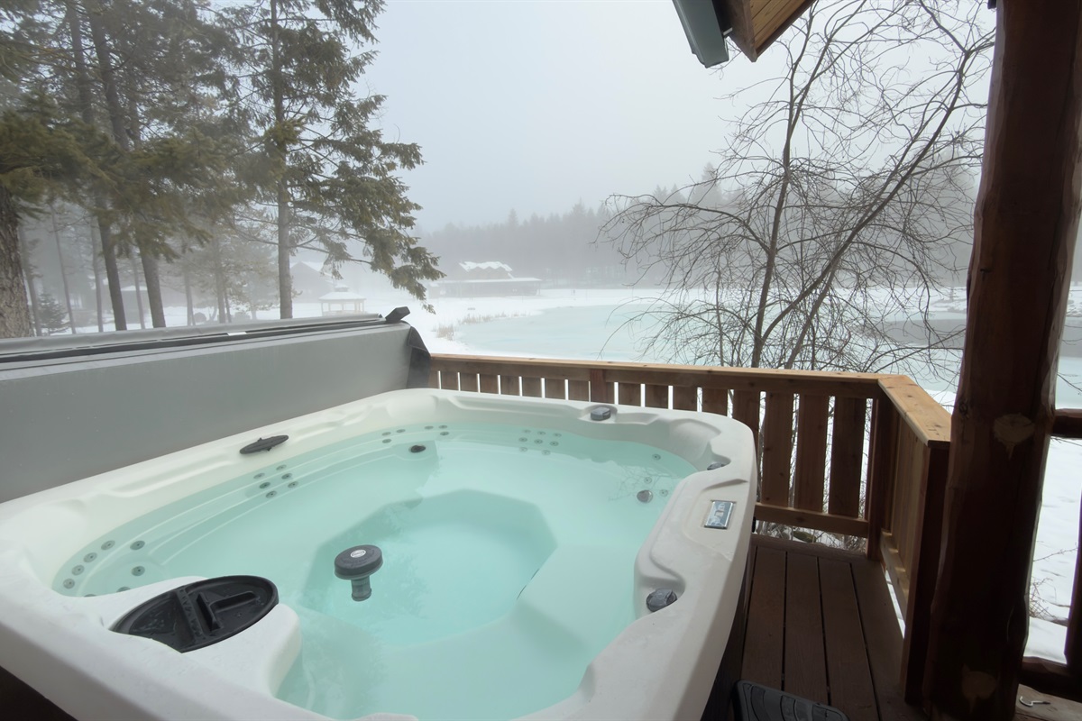 Beautiful view of the lake from the hot tub.