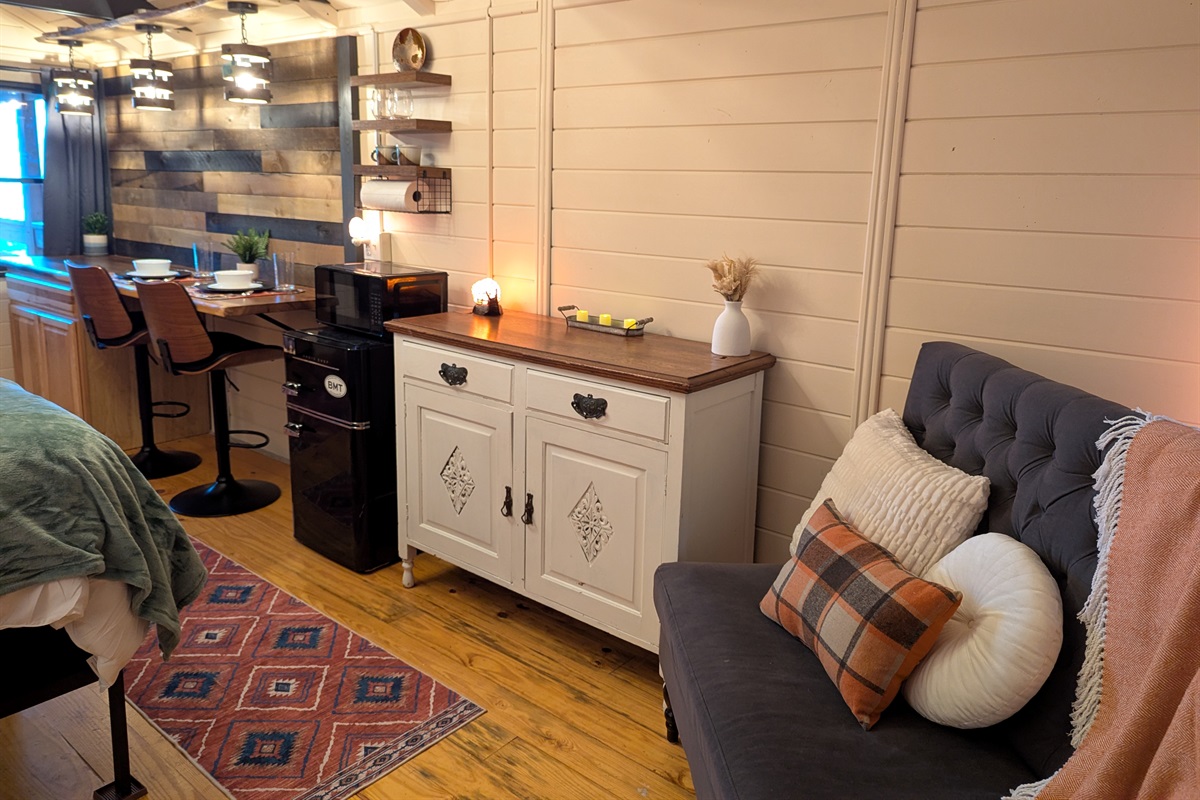 We have a mini fridge, microwave, and Keurig