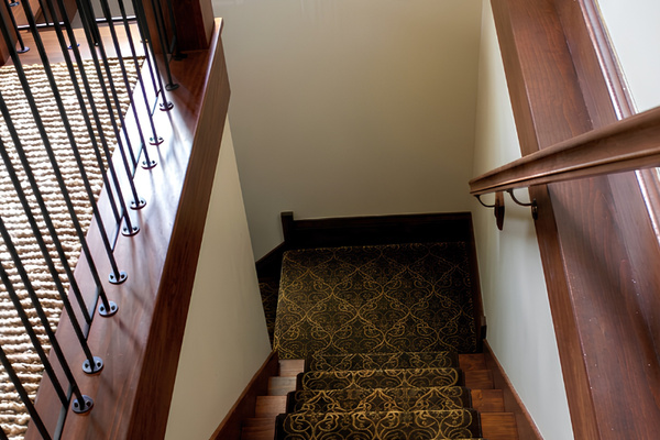 Stairway from main level to lower level has a landing - be sure to use the handrail
