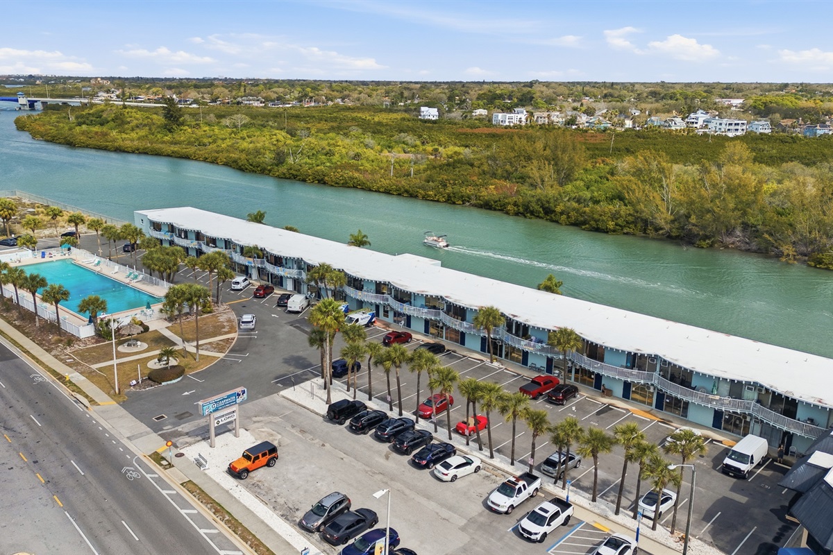 Unit 351 is a ground-floor unit located near the right-side end of the parking lot.