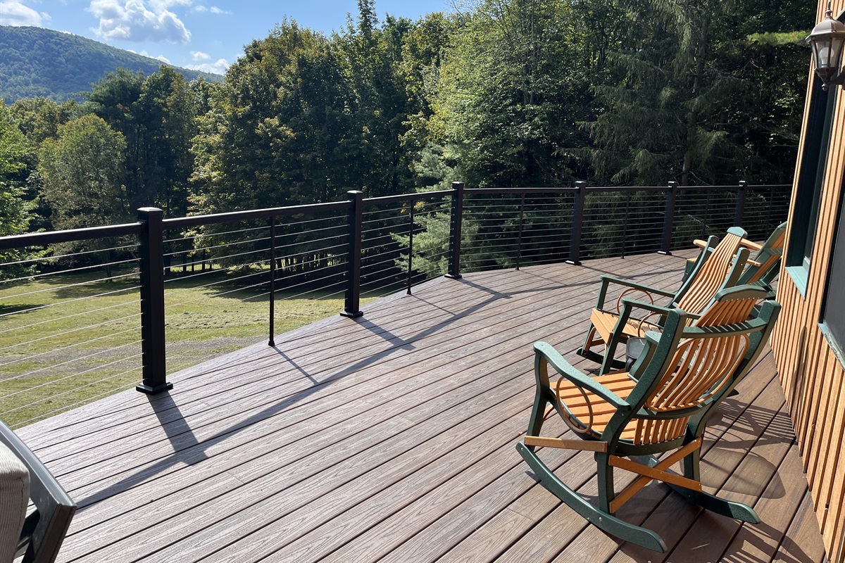 Great deck, awesome chairs, terrific view