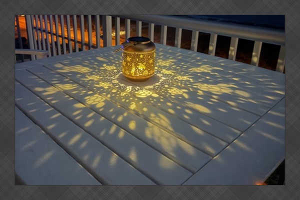 Balcony at night, solar light provides an extra bit of magic