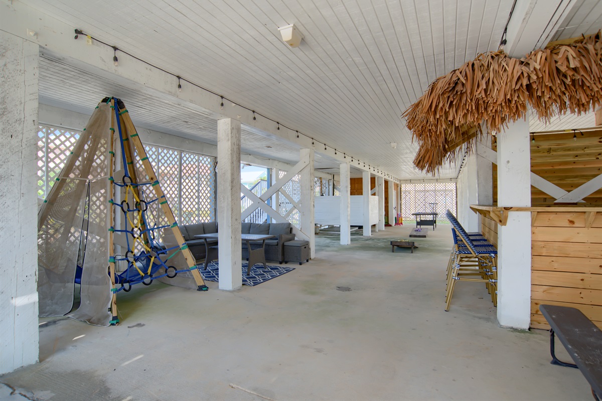 Fun tent for kids while you enjoy at the tiki bar