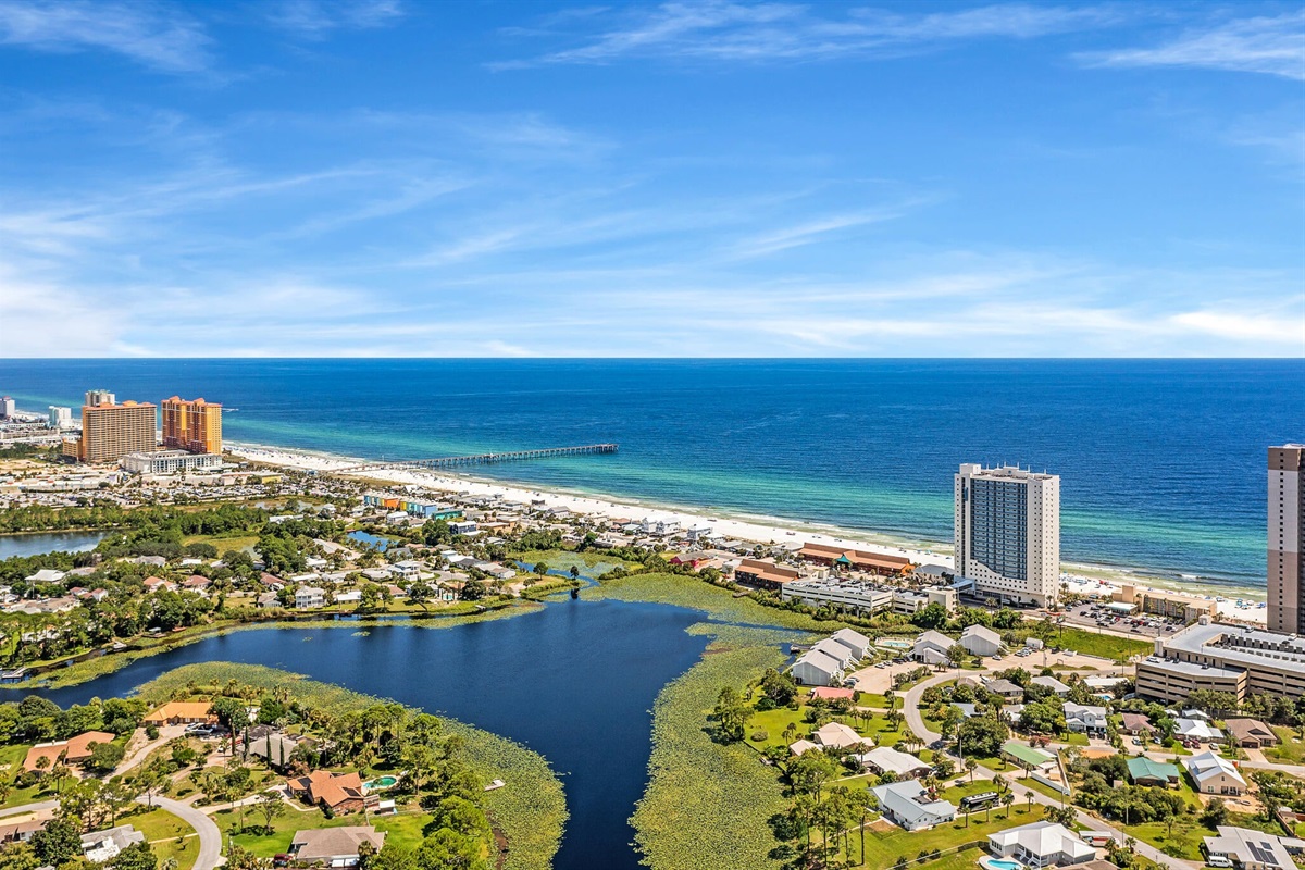 Aerial View of Lake & Your Resort