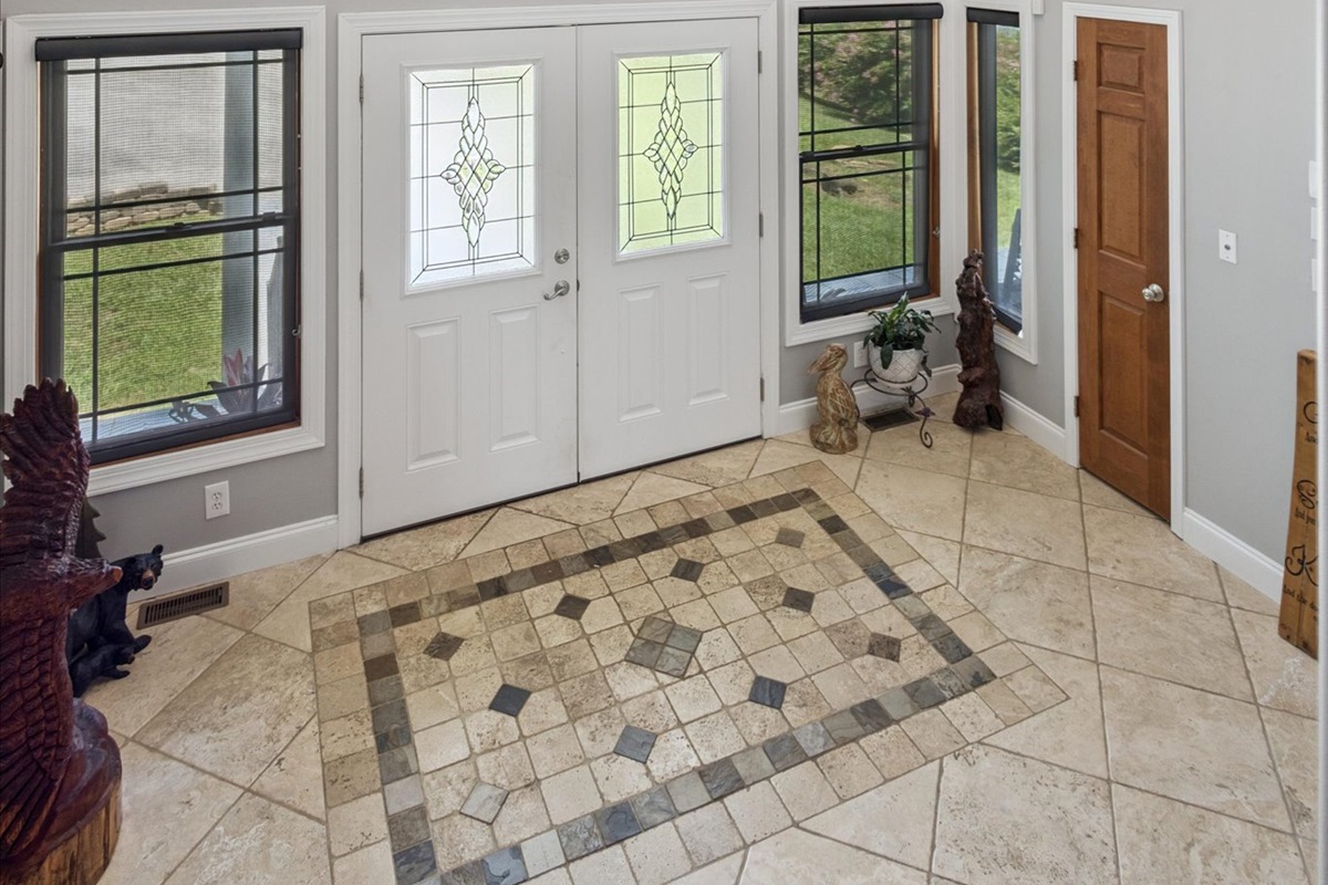 Entry seen from steps to 2nd floor