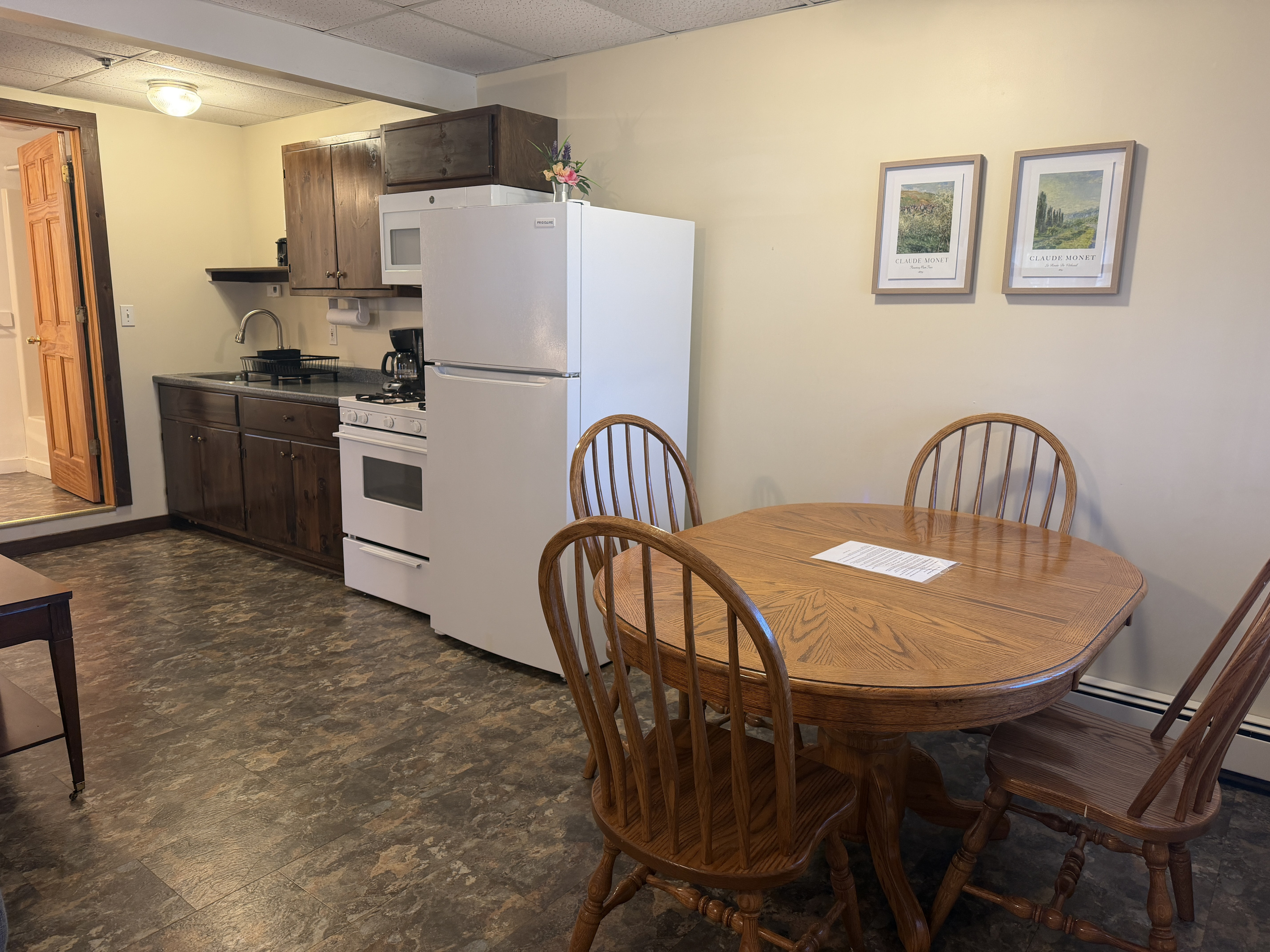 Eat-in Kitchen with bathroom beyond