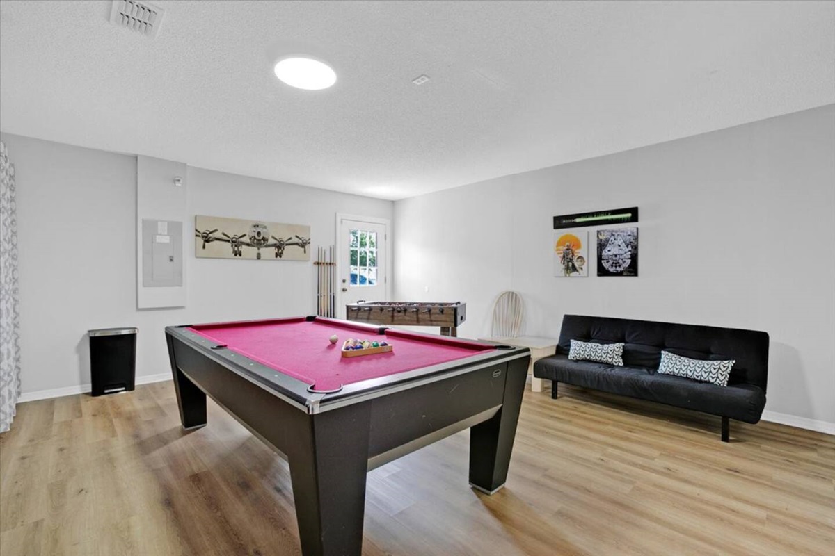 With a pool table