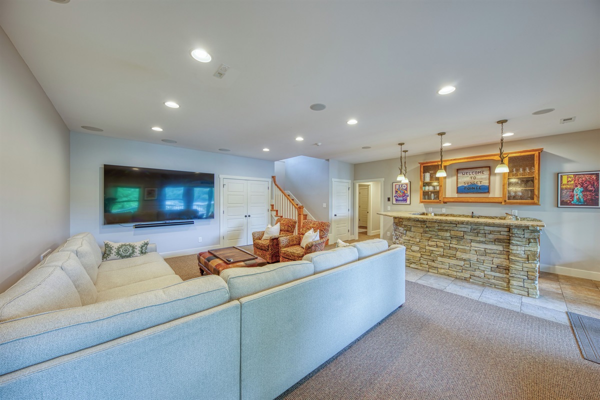 Media Room.  98" TV With Sonos Sound System, And Very Comfortable Sofa Couch