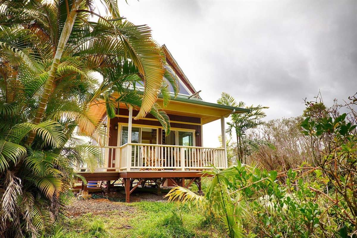 Our Ohana features a Balinese style roof, surrounded by native Hawaiian rainforest.