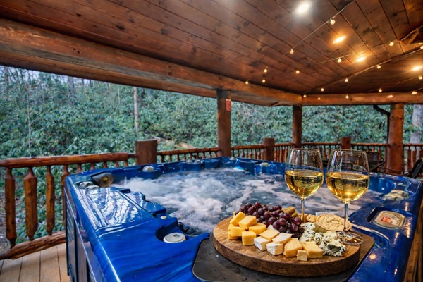 Streamside Hot Tub Nestled in The Smoky Mountains staging for ambiance food and beverage NOT provided