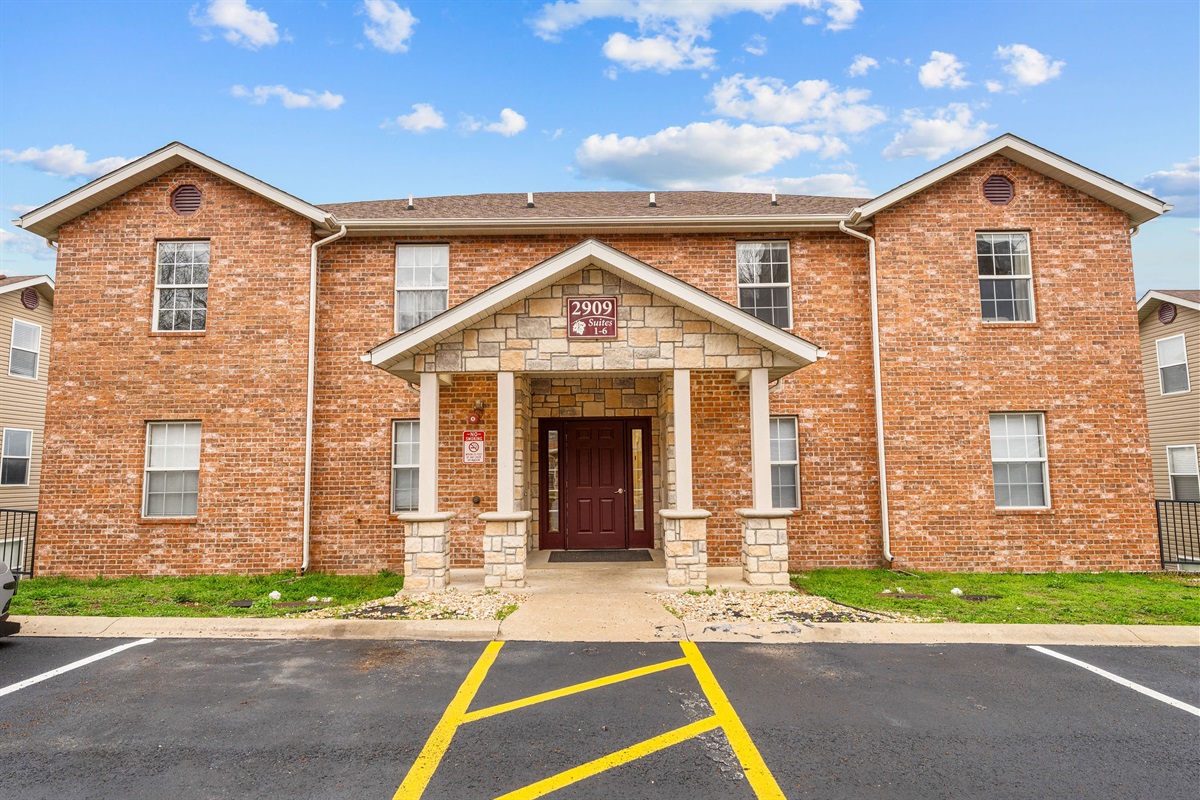 Exterior view of the building entrance