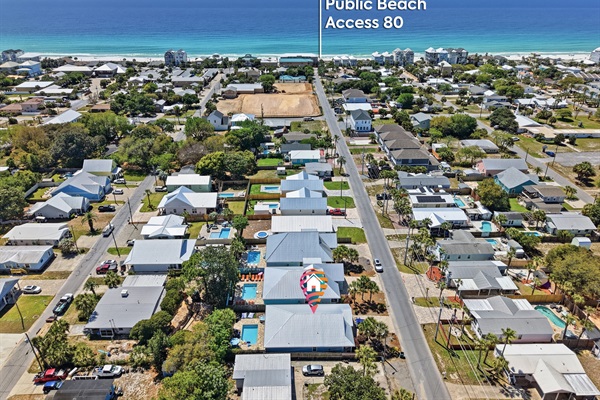 Just a 5-minute walk to beach access 80 and others at the end of the street.