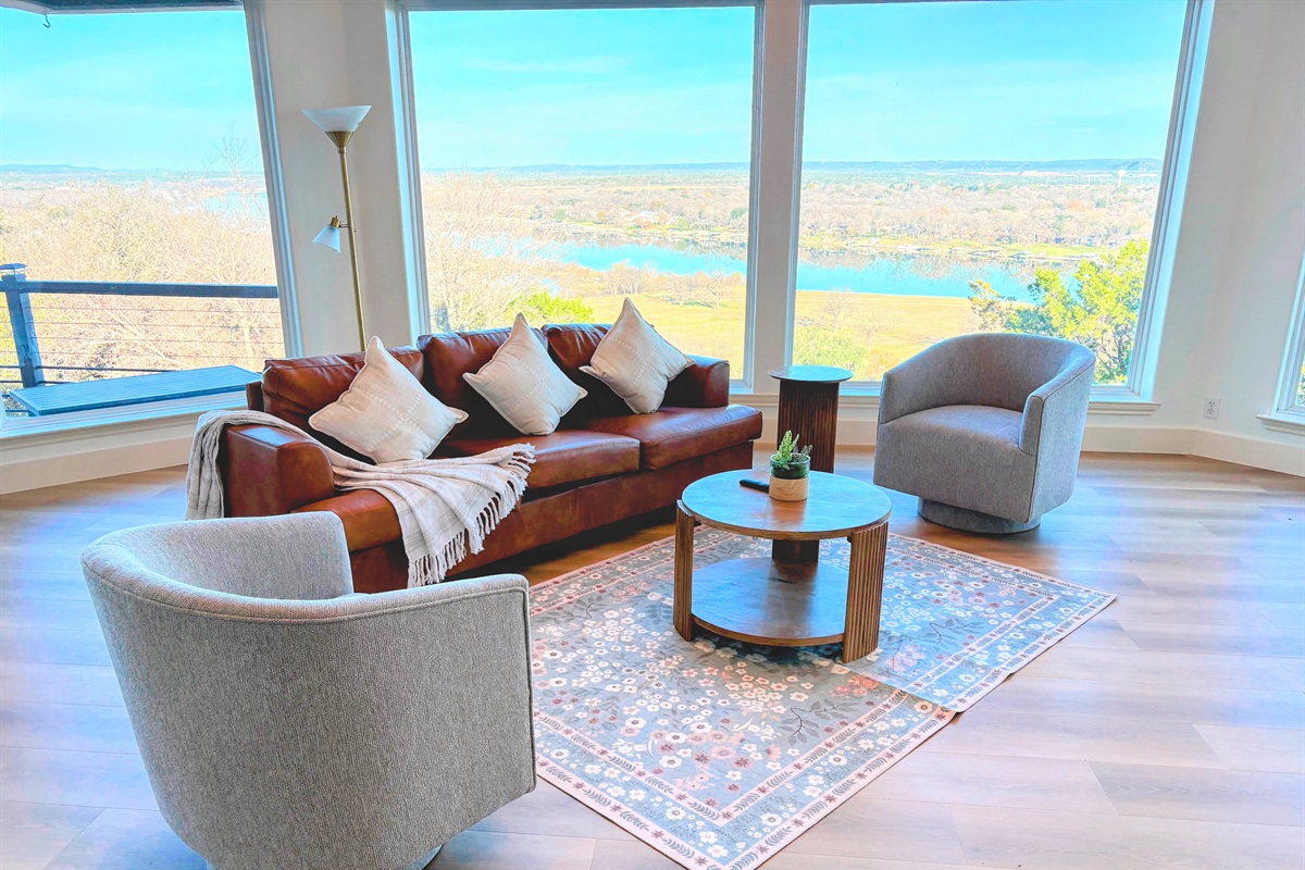 Living room with lake view