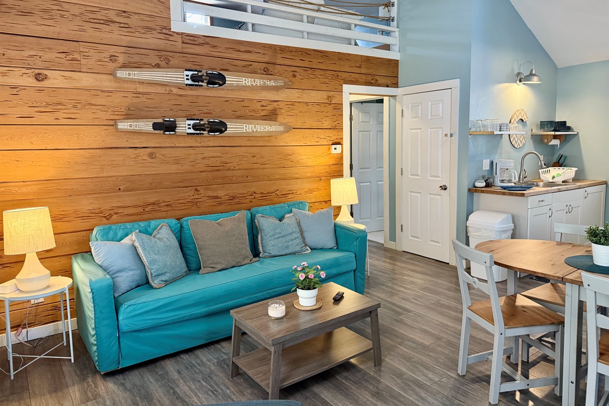 Living room with Queen sleeper sofa