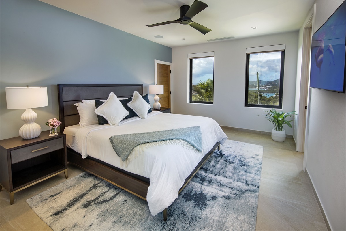 4th Bedroom with king size bed, tv, bathroom and walk in closet