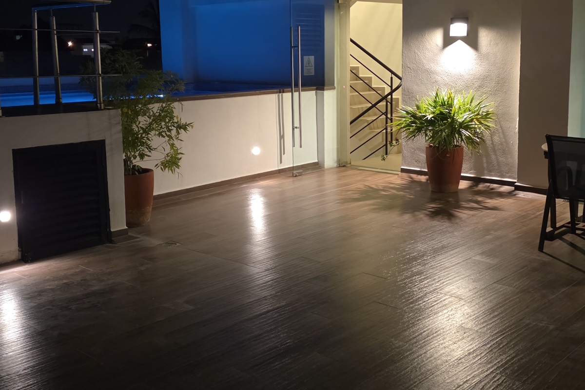 Roof top pool outside your front door.